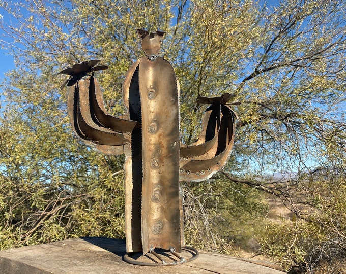 Rustic Mini Metal Saguaro Cactus Mexican Metal Yard Art Etsy