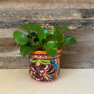 Handcrafted Talavera Planter Pot Colorful Hand Painted Mexican Clay Pottery