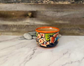 Handcrafted MINI Talavera Planter Pot Colorful Hand Painted Flowers Mexican Clay Pottery