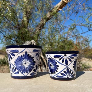 Handcrafted Clay Talavera Planter Pot Colorful Hand Painted Mexican Clay Pottery