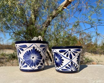 Handcrafted Clay Talavera Style Planter Pot Colorful Hand Painted Mexican Clay Pottery