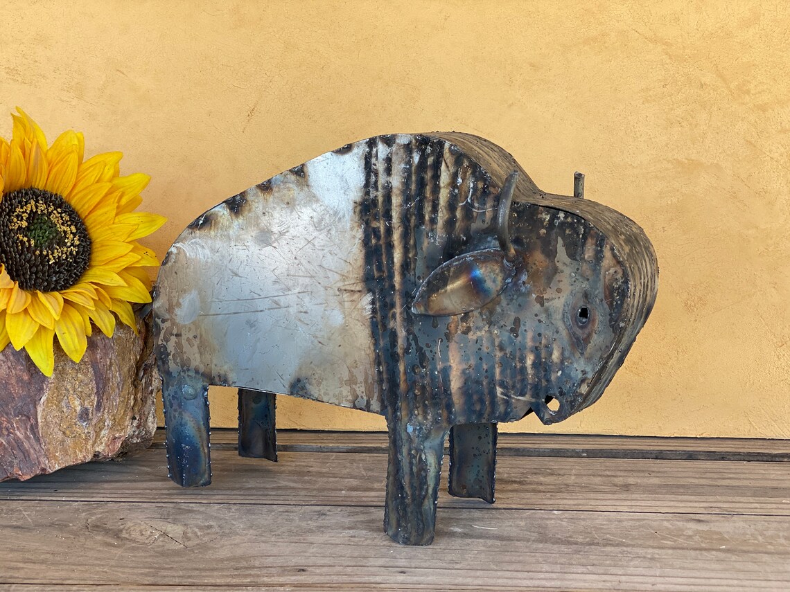 Handcrafted Rusty Metal Buffalo Bison Mexican Yard Art Metal Etsy