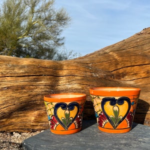 Hand Painted Clay Planter Handcrafted Talavera Planter Pot Colorful Mexican Clay Pottery