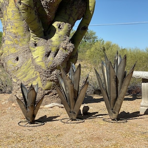 Handcrafted Rustic Metal Agave Arizona Landscape Desert Cactus Metal Yard Art