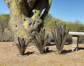 Art de jardin en métal rustique fait à la main d&#39;agave en métal de l&#39;Arizona, de cactus du désert