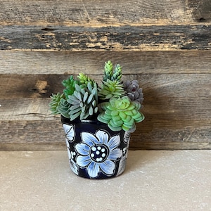 Handcrafted Talavera Planter Hand Painted Flowers Clay Pot Colorful Mexican Clay Pottery