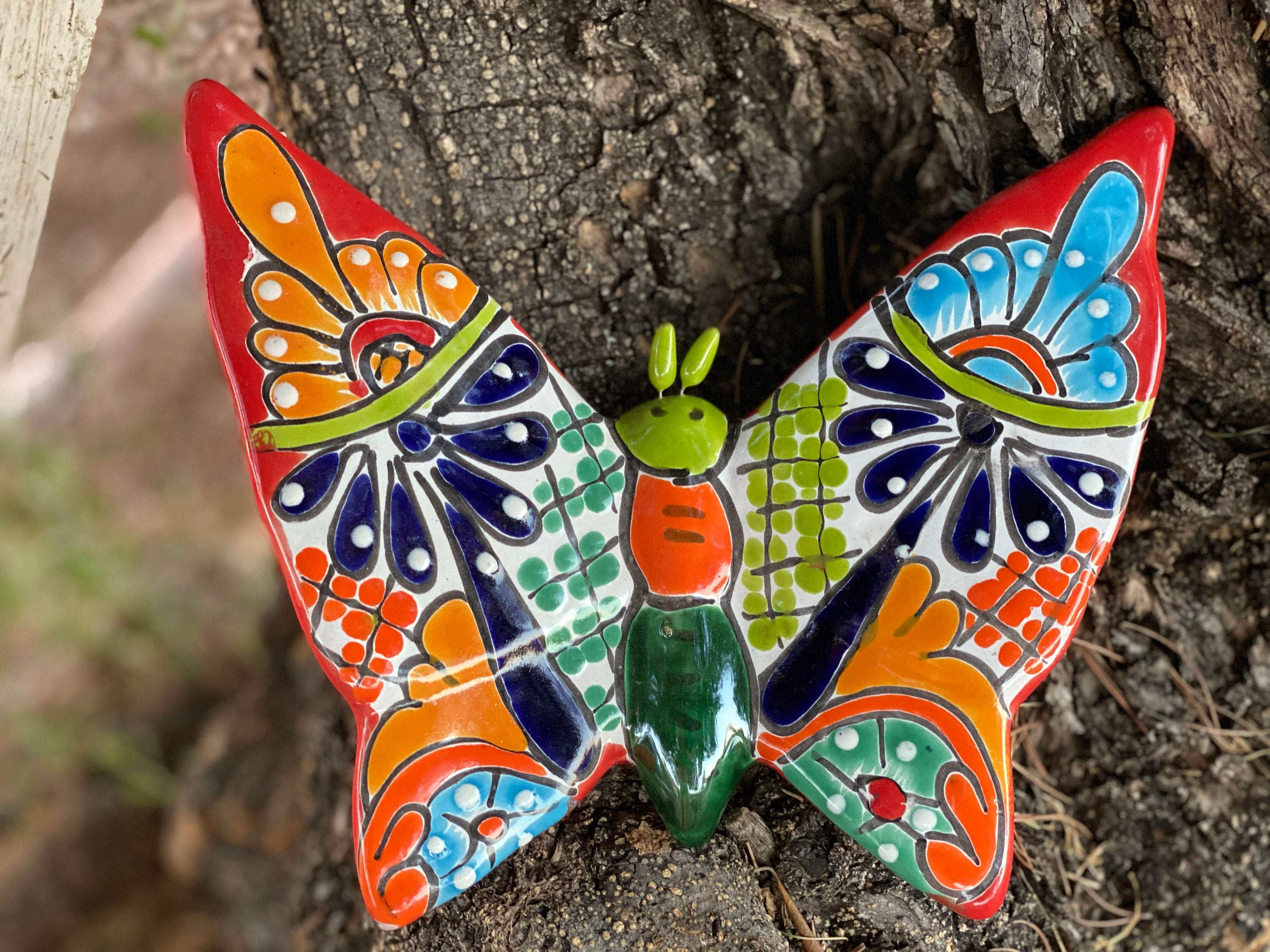 Charming Talavera Butterfly Colorful Mexican Clay Pottery | Etsy