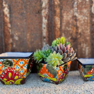 Hand Painted TINY Planter Handcrafted Talavera Planter Pot Colorful Mexican Clay Pottery