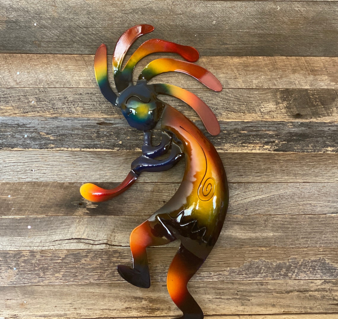 Large Metal Kokopelli Vibrant Yard Art Landscape Decor Etsy