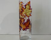 Hand painted glass vase quot Autumn leaves quot , Glass art, Stained Glass effect