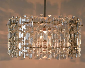 Vintage chandelier - Chandelier lighting - Chandelier with a crystal glass pendants - Mid century chandelier