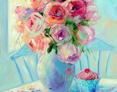 Articles Similaires à Cup Cake Et Roses Fleurs Roses