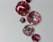 Original Wall Flower sculpture 7 burgundy/silver/black handmade up-cycled polymer/looks like glass/large wall hanging/decorative home decor