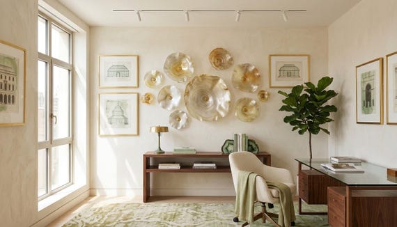 Handmade Champagne, pale gold & silver Wallflowers | Set of 10 | Elegant up cycle polymer- Decor for Your Home- glass look