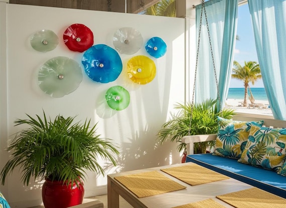 8 Rainbow of Color Sea Glass Art |handmade Upcycled Polymer -Beach Home Decor- glass look