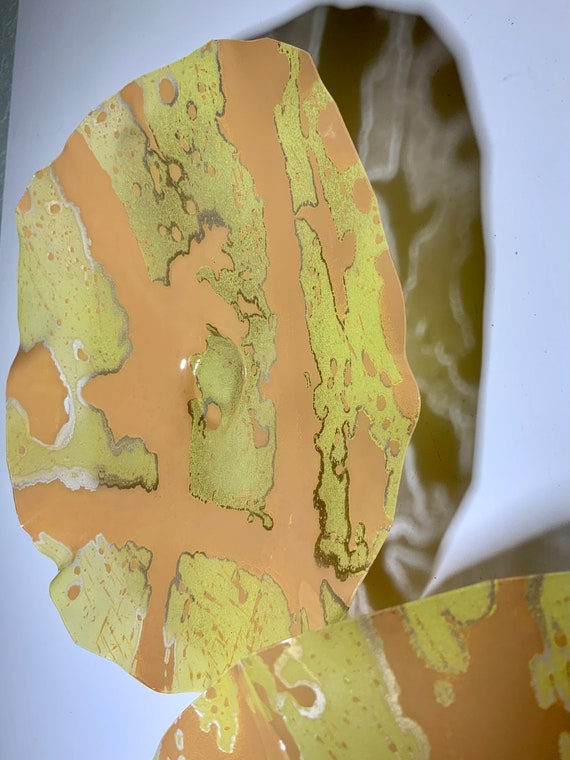 Handmade Recycled Plastic Wall Flower Sculpture: Marzipan Yellow & Gold Decor