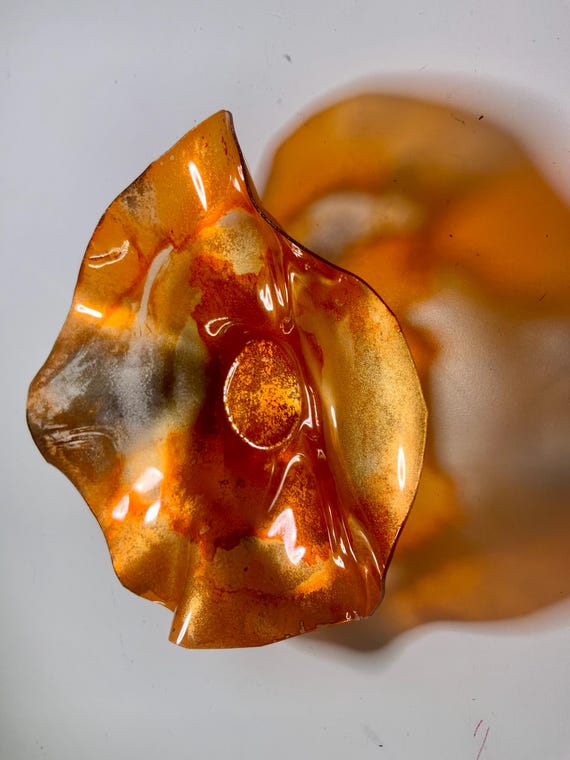 Eco-Friendly Wall Flower: metallic orange Recycled PET Art/handmade home decor/bedroom floral art/looks like glass