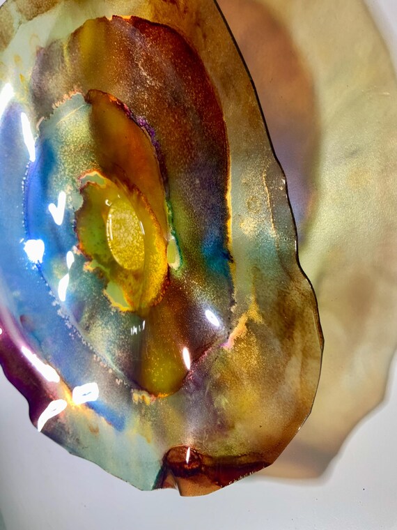 Recycled Plastic Wall Flower: gold;blue;burgundy;brown Eco-Friendly Art