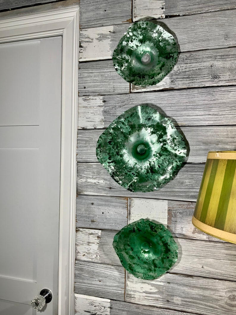 Metallic Green/silver Wall Hanging Set 3 Handmade Durable Etsy