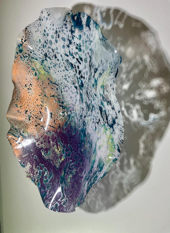 15” Copper Purple White Teal Wall Plate - Eco Art Home Decor by CoralREEFlections- recycled plastic looks like glass