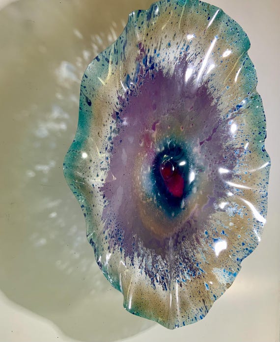 XX large wall art 24” handmade eco-friendly plastic/gold/lavender teal/burgundy/white looks like glass/easy to hang