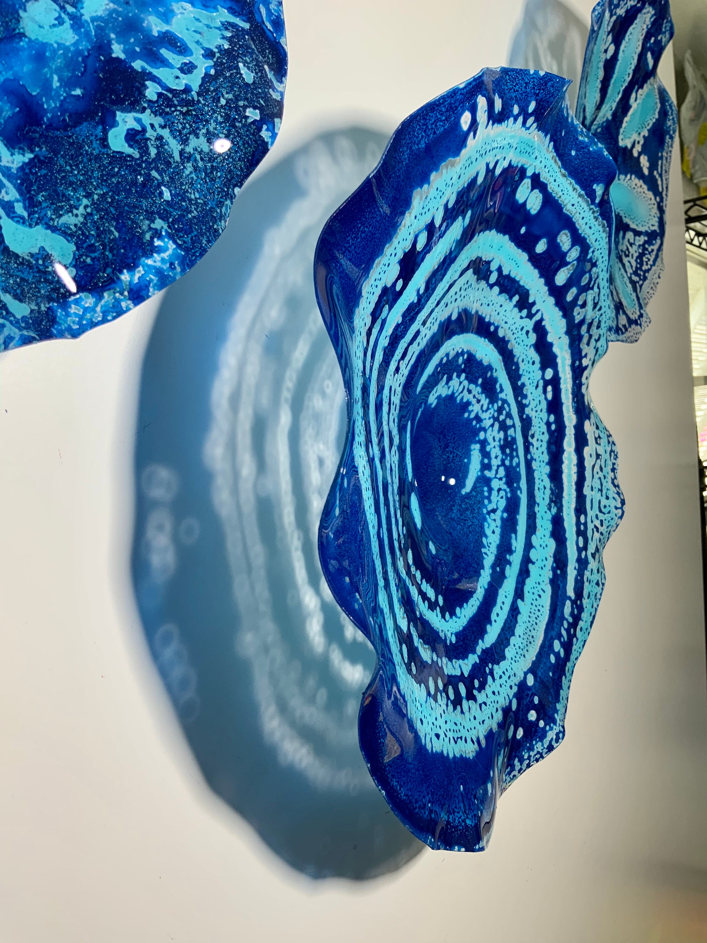 Wall Flower 3 ocean blues/aqua looks like glass recycled plastic/wall