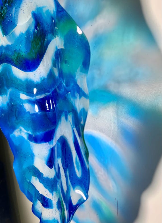 Colors of the sea Handmade small Circular wall flower  9” eco friendly plastic Todd Lynd art Coralreeflections home decor/looks like glass