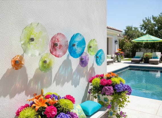 Vibrant Sea Glass Inspired Wall Art - Unique Hand-Formed from up cycled Polymer. Home decor