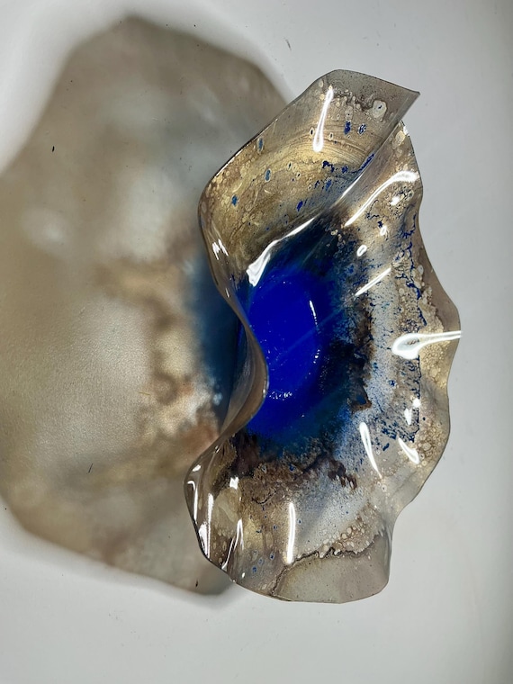 Gold, brown & blue 6” Wall Flower Decor | Eco-Friendly Recycled Plastic