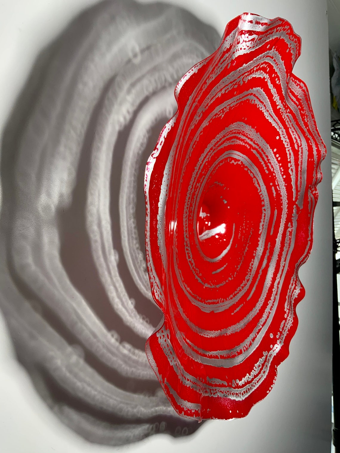 Wandblume Skulptur Kunst rot/silber Wirbel 15 | Etsy
