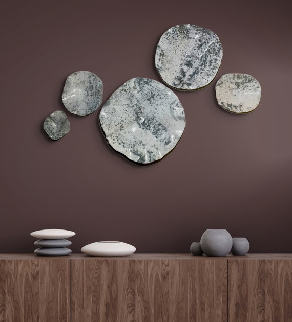 Upcycled Plastic Wall Flower Sculpture: Silver White Metallic Home Decor