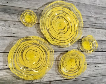 Yellow Flower wall mount you pick size and quantity translucent up cycled polymer/indoor outdoor home decor/wall sculpture/ looks like glass