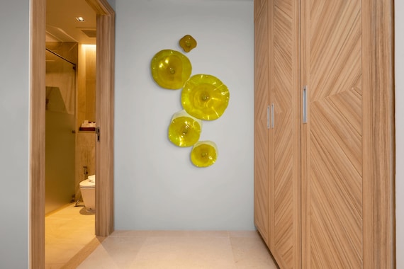 Recycled Plastic Wall Flower: Saffron Sunshine Yellow Home Decor You pick size & quantity - Home decor
