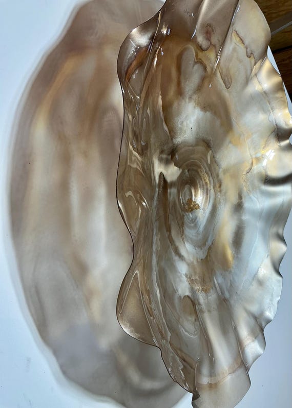 Extra Large Recycled polymer Wall Flower Art: Silver Gold Metallic Shimmer (24" Diameter)