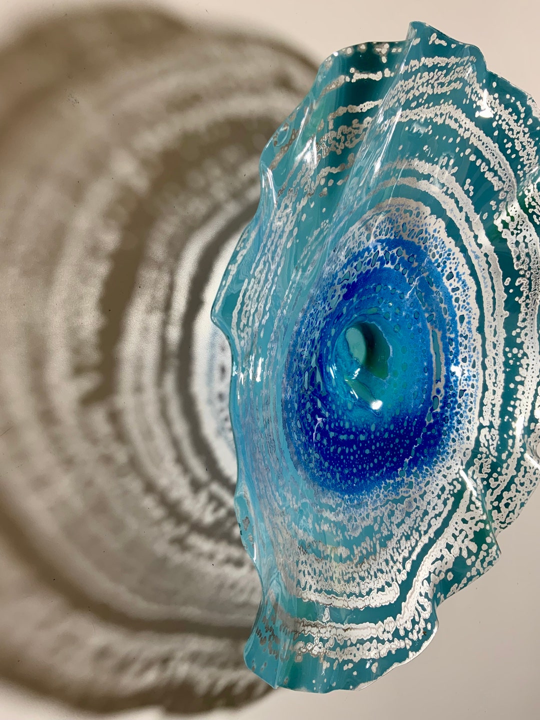 Eco Art Wall Sculpture Silver/aqua/cobalt Blue 15 Handmade up Cycled ...