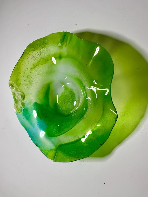 Handmade wall hanging green home decor- up cycled polymer extra small 5” looks like glass/nature lover gift