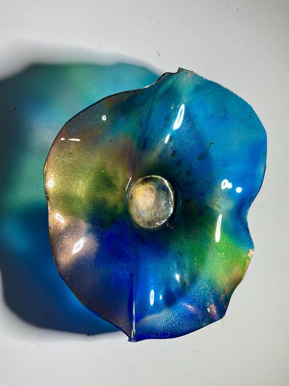 Unique 5-Inch Wall Decor by Todd Lynd - Handcrafted Blue Green Purple Gold from Recycled Plastic