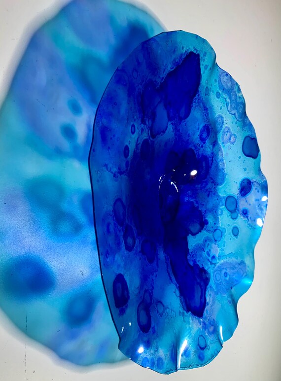 Recycled Plastic Wall Flower: Blue & purple Eco-Friendly Art