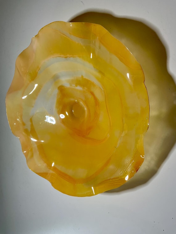 Glass-Like sunflower yellow Wall Flower Art - Eco-Friendly plastic Hippie Decor 15”