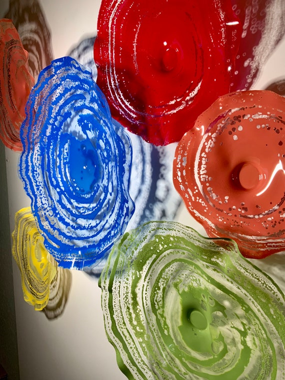 Custom wall art build your set you pick size, color, quantity recycled plastic looks like glass home decor/salmon/green/red/blue/yellow