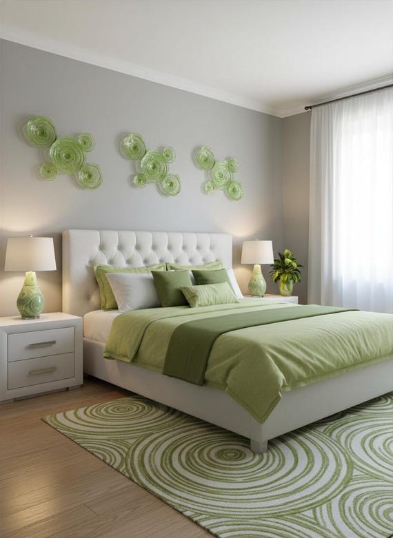 Wall Flower lime cream green recycled plastic looks like glass -wall mount - indoor outdoor -boho wall decor You pick size & quantity