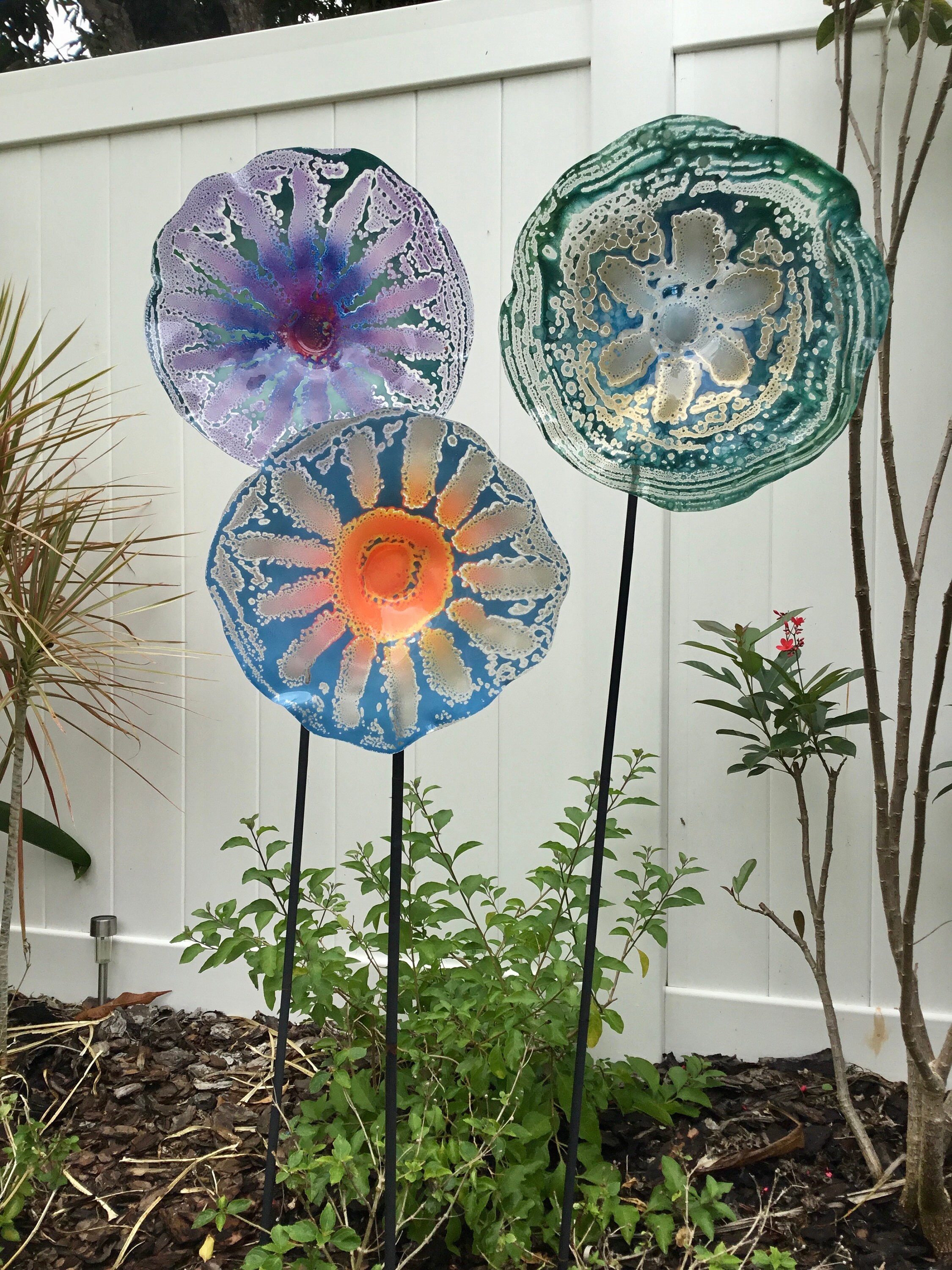 Medium Wall sculpture 13” teal green/gold handmade eco friendly plastic