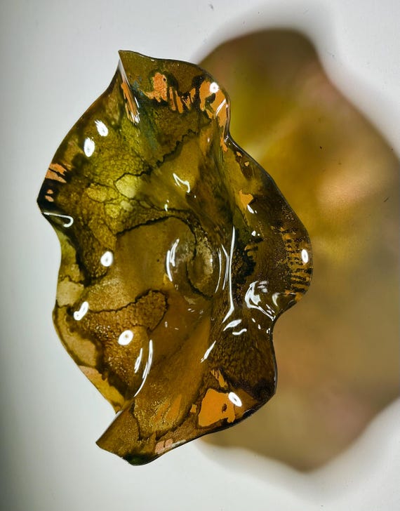 Extra Small brown & orange Wall Flower - Eco-Friendly Handmade Art from Recycled Materials