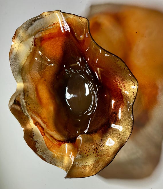 5” Neutral Earth Tone Wall Decor | Handmade Gold & Brown Eco Art | Recycled Plastic | Boho Style