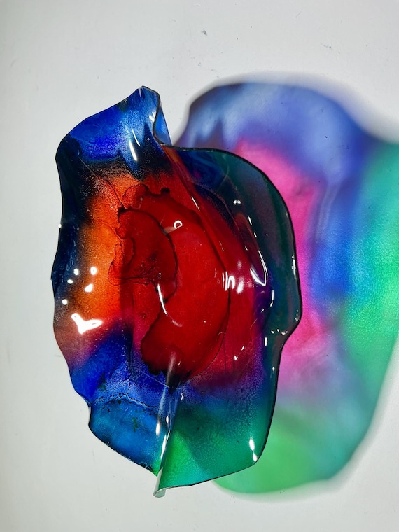 Extra Small Wall flower Sculpture original 5” rainbow colors handmade eco-friendly plastic/home decor/looks like glass