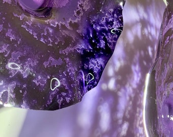 Eggplant/dark Purple flowers wall mural art recycled plastic/you pick size/quantity looks like glass indoor outdoor wall hanging boho decor