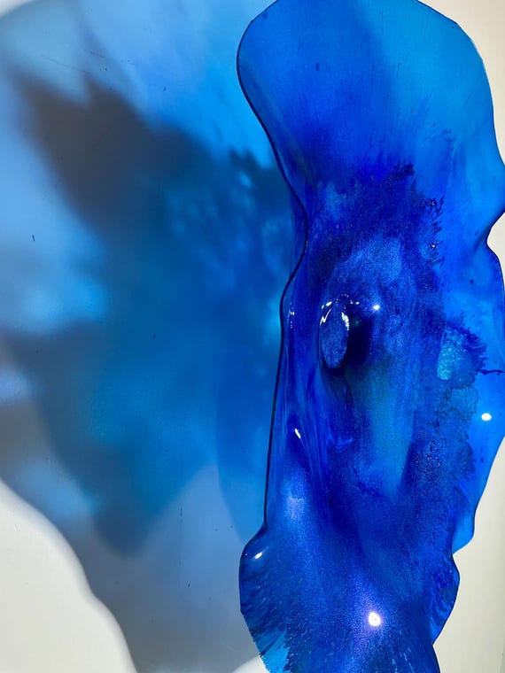 Artisan Cobalt Blue and Silver Recycled Plastic Wall Art Piece