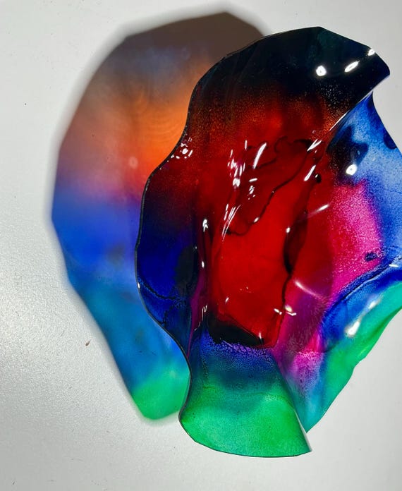 Extra Small Wall flower Sculpture original Coralreeflections 5” rainbow do color handmade eco-friendly plastic/home decor/looks like glass