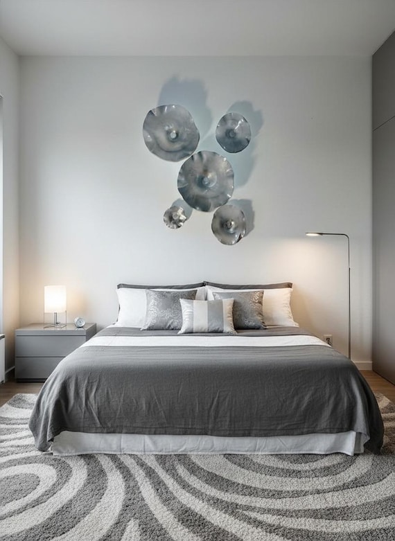 Eco-Friendly polymer, Handmade gray, pewter & white Wall Art | Todd Lynd Original with Glass-Like Finish