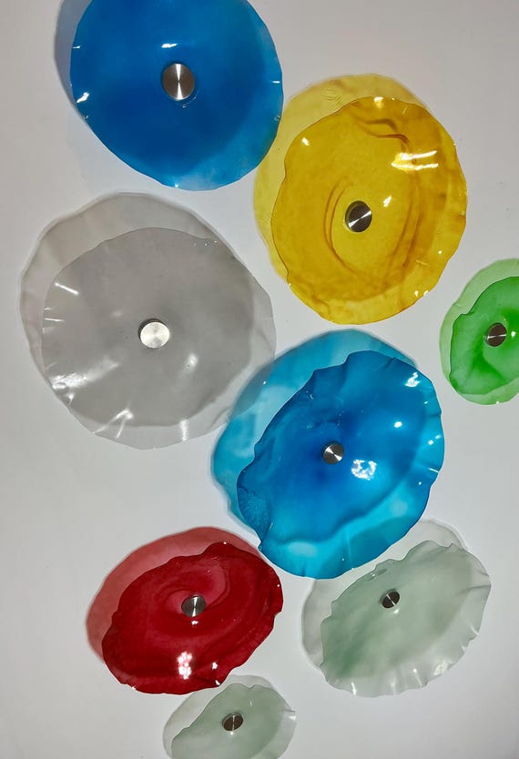8 Rainbow of Color Sea Glass Art |handmade Upcycled Polymer -Beach Home Decor